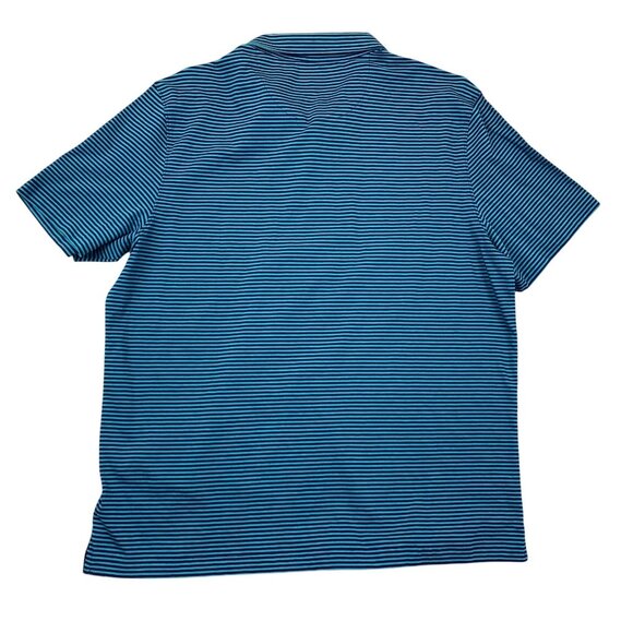 Untuckit Mens Polo Shirt XL Short Sleeve Casual Summer Blue Striped Pullover - Picture 2 of 9